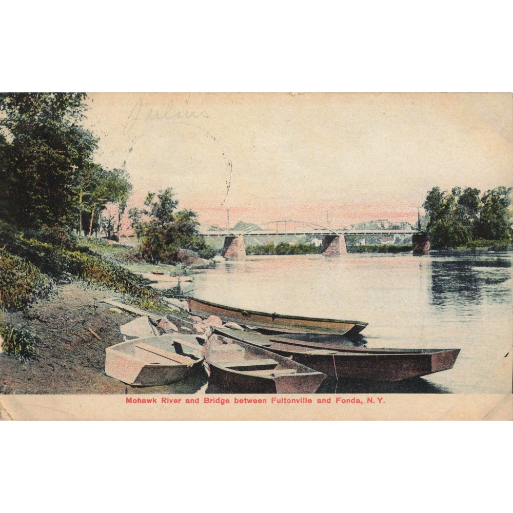 Vintage 1909 Mohawk River Bridge Fultonville Fonda New York Litho Postcard NY - Picture 1 of 2